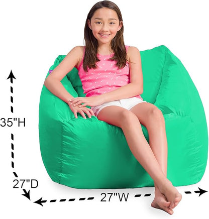 Posh Creations Structured Comfy Bean Bag Chair for Gaming, Reading, and Watching TV, Coronado Chair, Microsuede - Tide Pool