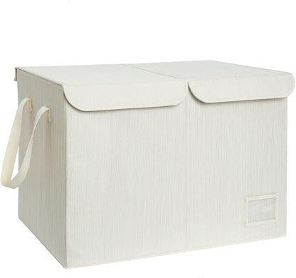 StorageWorks Toy Storage Organizer with Flip-Top Lids, Toy Bins for Living Room, Nursery Room, Playroom, Large Toy Chest for Kids, Mixing of Beige, White & Ivory, 24 ¾"L x 13" W x 16" H