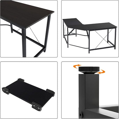 sogesfurniture Large L-Shaped Computer Office Desk, 59" Corner Gaming Desk Workstation Desk PC Laptop Office Home Desk L Desk, Black