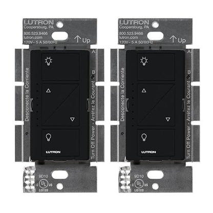 Lutron Caseta Original Smart Dimmer Switch (Lutron Smart Hub Required), for LED Lights, 150 Watt, Single-Pole/3-Way, No Neutral Required, PD-6WCL-BL-2-Pack, Black, 2 Black