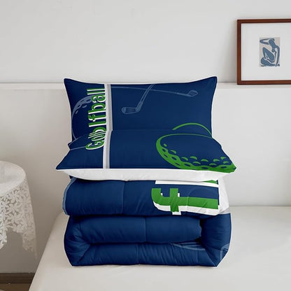 Feelyou Kids Golf Comforter Set King Size Ball Sports Bedding Set for Boys Girls Teens Bedroom Decor Golf Ball Lover Comforter Women Men Ball Games Duvet Set with 2 Pillow Case