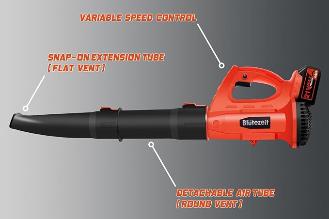 21V Cordless Leaf Blower, 350CFM 150MPH Electric Leaf Blower (4.0Ah Battery & Charger Included), 6 Variable Speeds, Lightweight for Lawn Care, Snow, Yard, Debris and Dust