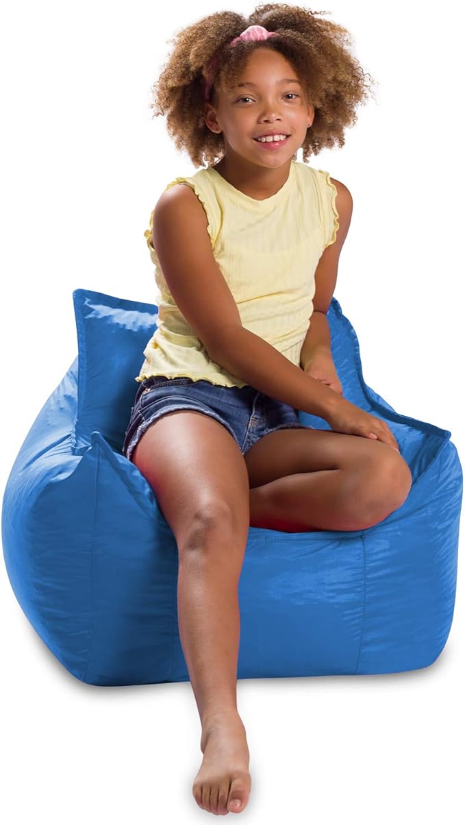 Posh Creations Bean Bag Chair Structured Comfy Seat Use for Gaming, Reading and Watching TV, Newport, Royal Blue