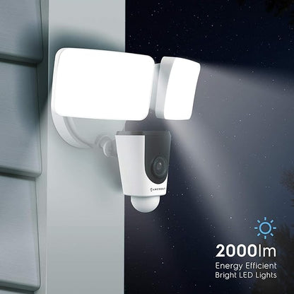 Amcrest Floodlight Camera, Smart Home 1080P Security Outdoor Camera Wireless WiFi with Flood Light, Built-in Siren Alarm, 114° View, IP65 Waterproof, MicroSD & Cloud Storage, ASH26-W