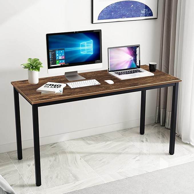SogesGame Computer Desk, 55.1 inches Office Desk Computer Table Study Writing Desk Workstation for Home Office Dining Table Retro