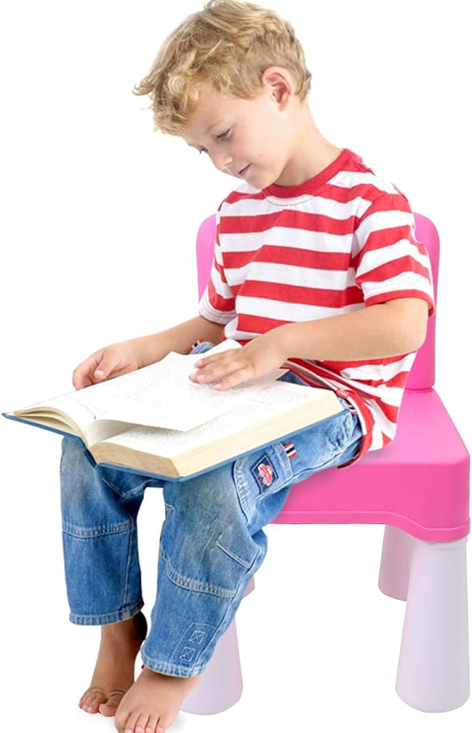 burgkidz Plastic Kids Chair, Durable and Lightweight, 9.3" Height Seat, Indoor or Outdoor Use for Toddlers Boys Girls Aged 3+ (Pink)