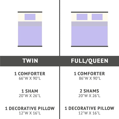 Mi Zone Rosalie Comforter Set for Girls, Ultra-Soft Microlight Plush Metallic Printed Hearts Brushed Reverse Overfilled Down Alternative Hypoallergenic All Season, Twin/Twin XL, Purple/Silver, 3 Piece