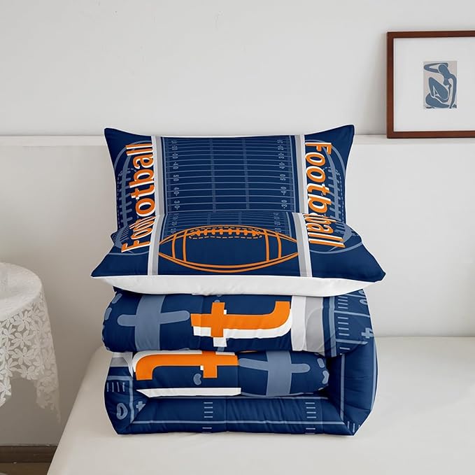 Feelyou Football Bedding Set King Size Sports Comforter Set for Kids Boys Girls Decor Soccer Ball Game Comforter Microfiber American Football Duvet Set Bedroom Quilt Set