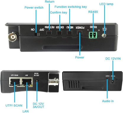 EVERSECU 5 in 1 CCTV Tester with Cable Tracer Support Up to 4K IP Camera & 8mp Megapixel AHD, TVI, CVI & CVBS Analog Camera, Security Video Monitor with 4" Touch Screen, POE Out, WiFi Test, PTZ Test
