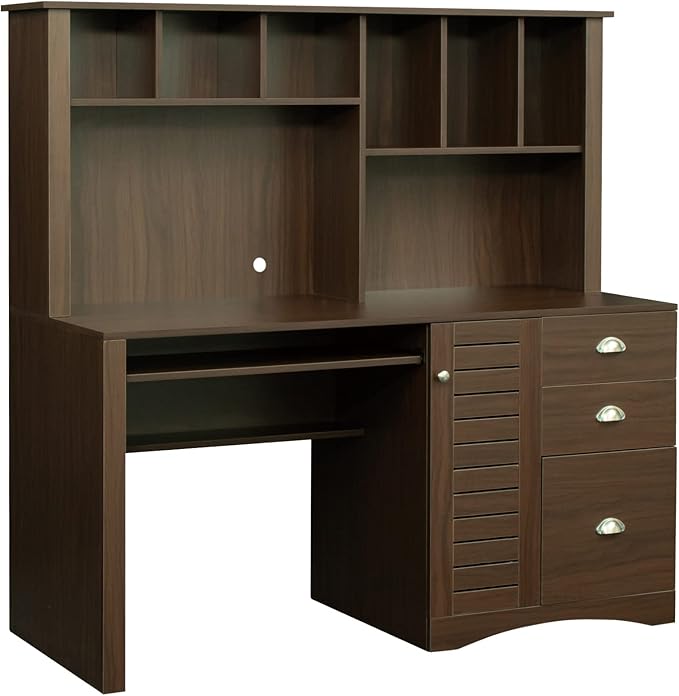 NicBex Laik-DW-00017-DX Desks, 59.06" W x 23.62" D x 57.68" H, Walnut