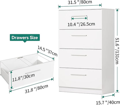 YITAHOME 4 Drawer Lateral Filing Cabinet,Dressers & Chests of Drawers for Bedroom,Printer Stand Vertical Storage Cabinet Fits Letter, A4, Legal Size for Home Office Organization, White