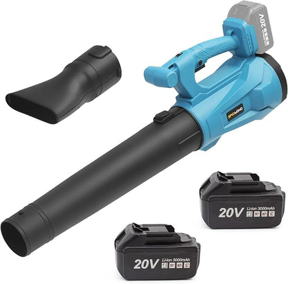 Leaf Blower Cordless, 20V Battery Powered Electric Leaf Blower with 2 Batteries & Charger, 6 Speed Mode, 420CFM Handheld Leaf Blowers for Lawn Care, Patio, Yard, Sidewalk, Blowing Snow