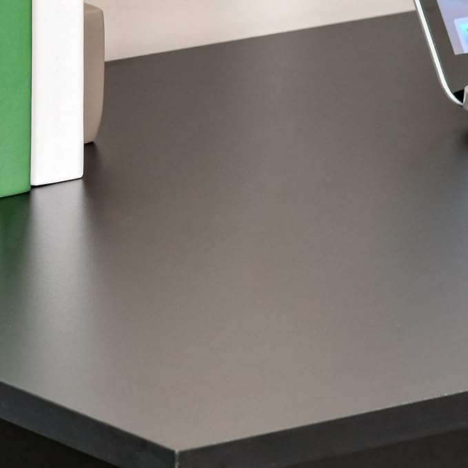 HOMCOM Modern Home Office Desk with 6-Tier Storage Shelves, 47" Writing Table with Bookshelf, Black