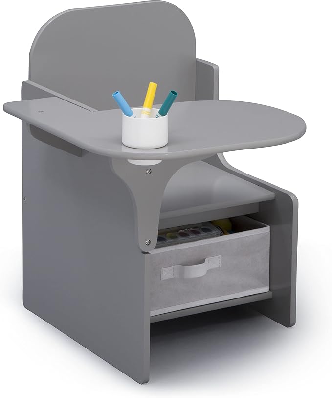 Delta Children MySize Chair Desk With Storage Bin, Grey