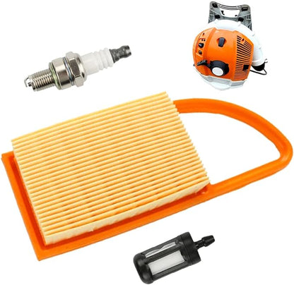 Air Filter With Fuel Filter Spark Plug for Stihl BR500 BR550 BR600 Backpack Blowers, Replaces 4282 141 0300, 4282 141 0300B