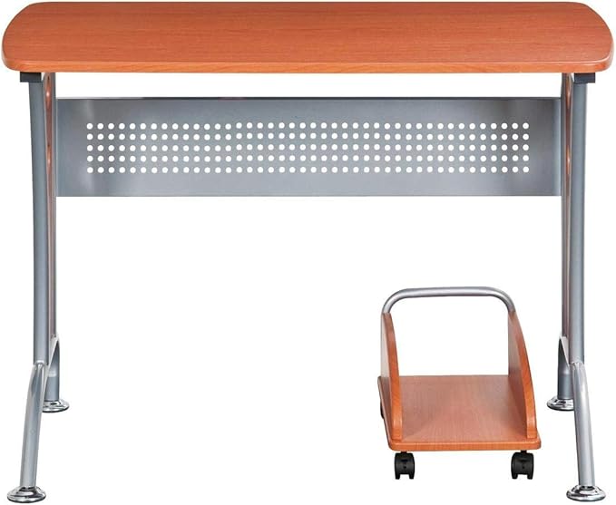 TECHNI MOBILI Modern Computer Desk With Mobile CPU Caddy. Color: Dark Honey