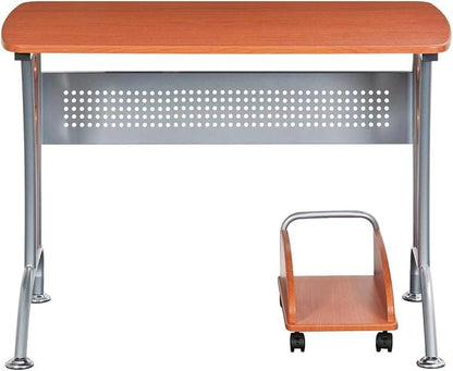 TECHNI MOBILI Modern Computer Desk With Mobile CPU Caddy. Color: Dark Honey