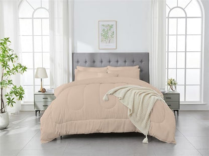 3 Piece Solid Color All Season Bedding Comforter Set Microfiber Soft Lightweight Bedding Set for Kids Teens Adults Room Decor with 1 Comforter and 2 Pillowcases Queen