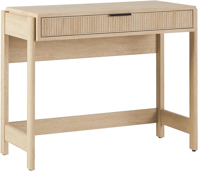 Walker Edison Office Writing and Computer Desk Spacious Desktop, Complementary in Living Spaces, 38 Inch, Reeded Coastal Oak