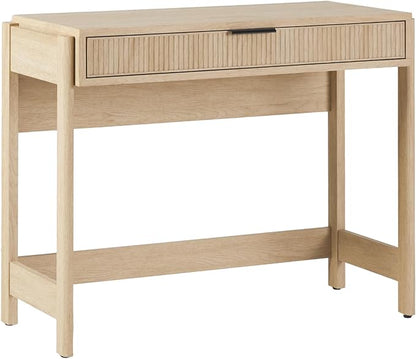 Walker Edison Office Writing and Computer Desk Spacious Desktop, Complementary in Living Spaces, 38 Inch, Reeded Coastal Oak
