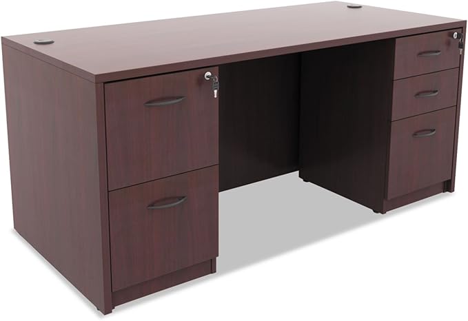 Alera Alera Valencia Series Full Pedestal File, Left Or Right, 2 Legal/Letter-Size File Drawers, Mahogany, 15.63" X 20.5" X 28.5"