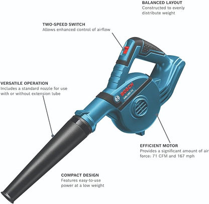 BOSCH GBL18V-71N 18V Cordless Compact Blower, 167 MPH (Bare Tool)
