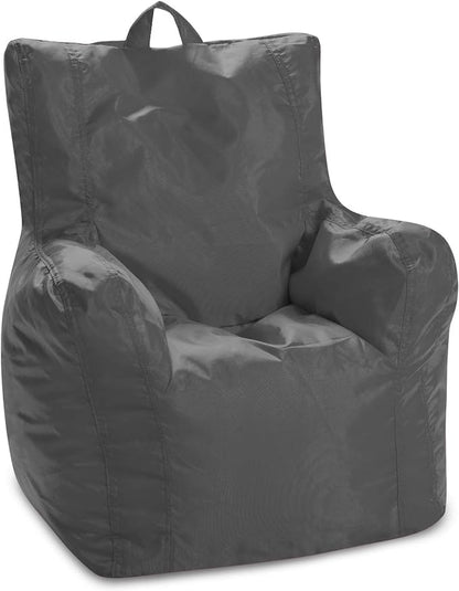 Posh Creations Bean Bag Structured Seat for Toddlers and Kids, Comfy Chair for Children, Pasadena, Charcoal Gray