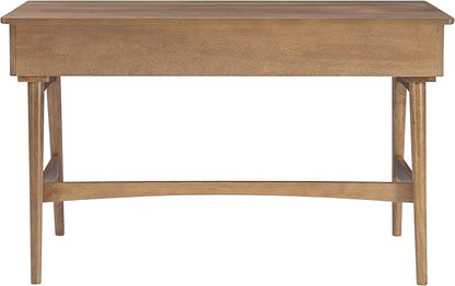 Linon Natural Dutton Wood and Rattan Desk