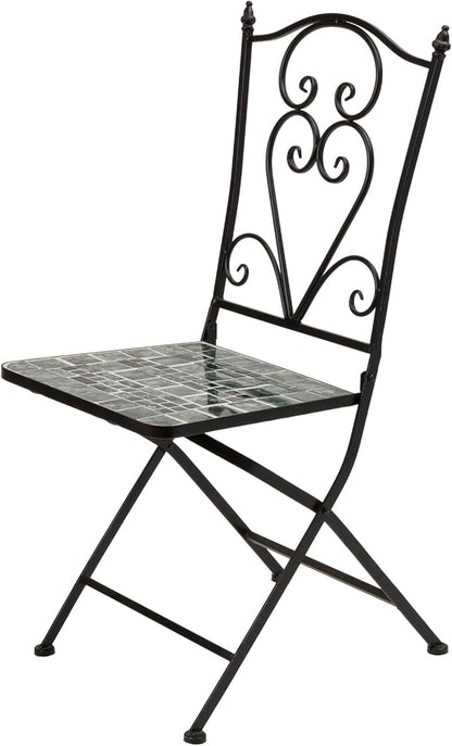 Alpine Corporation Alpine Marbled Glass Mosaic Bistro Set, Onesize, Black/Gray