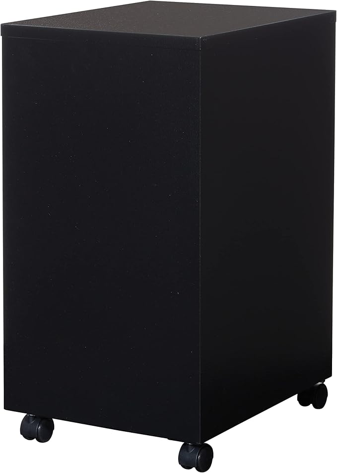 OSP Home Furnishings 2 Drawer Mobile Locking Metal File Cabinet, Black