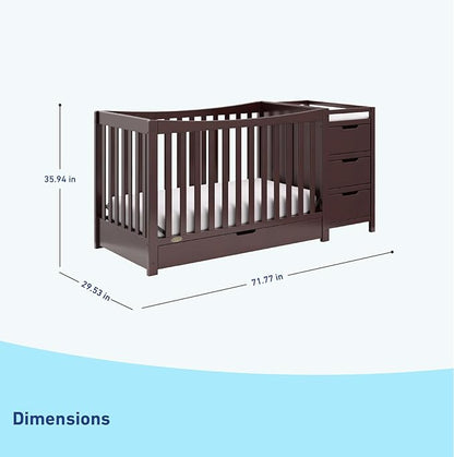 Graco Remi 4-In-1 Convertible Crib & Changer With Drawer (Espresso) – GREENGUARD Gold Certified, Crib And Changing-Table Combo, Includes Changing Pad, Converts To Toddler Bed, Full-Size Bed