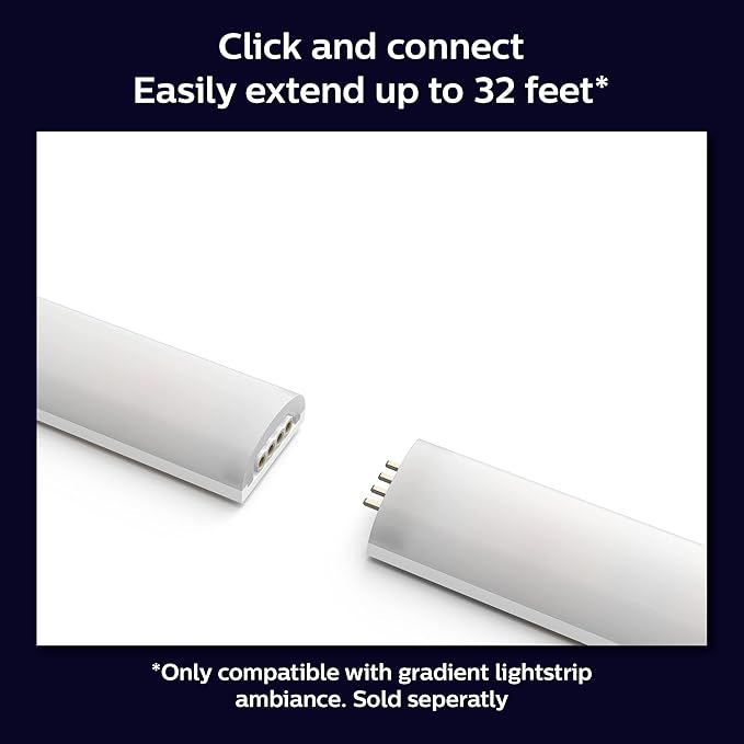 Philips Hue Indoor 3-Foot Smart LED Light Strip Extension - Flowing Multicolor Effect - Requires Base Kit - 1 Pack - Control with Hue App - Works with Alexa, Google Assistant and Apple HomeKit