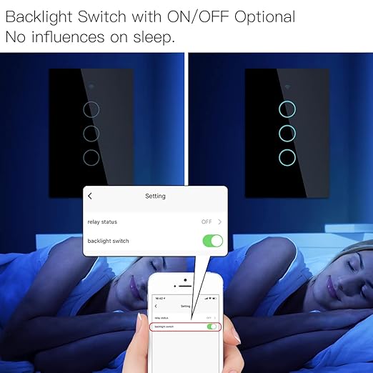 MOES 2.4GHz WiFi Wall Touch Smart Switch Neutral Wire Required, 3 Way Multi-Control, Glass Panel Light Switch Work with Smart Life/Tuya App, RF433 Remote Control, Alexa and Google Home Black 3 Gang
