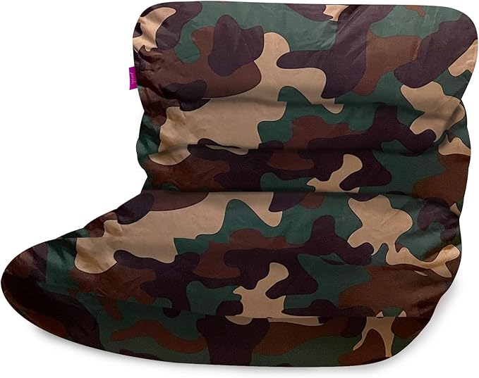 Posh Creations Structured Comfy Bean Bag Chair for Gaming, Reading and Watching TV, Laguna Lounger, Nylon - Camo Green