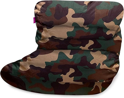 Posh Creations Structured Comfy Bean Bag Chair for Gaming, Reading and Watching TV, Laguna Lounger, Nylon - Camo Green