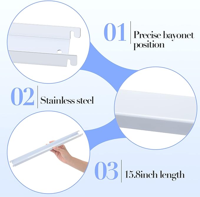 6 Pcs Filing Front to Back Rails File Cabinet Rails Lateral Hanging File Bar Stainless Steel White File Cabinet Inserts for Sides Letter Size Folders Office Home Storage Organizer 15.76 Inches Long