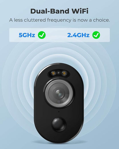 REOLINK 5MP Solar Security Cameras Outdoor Wireless, Spotlight Color Night Vision, 2.4G/5Ghz WiFi Home Surveillance, Solar/Battery Powered, Human/Car Detection, Local Recording, Argus 3 Pro Kit Black