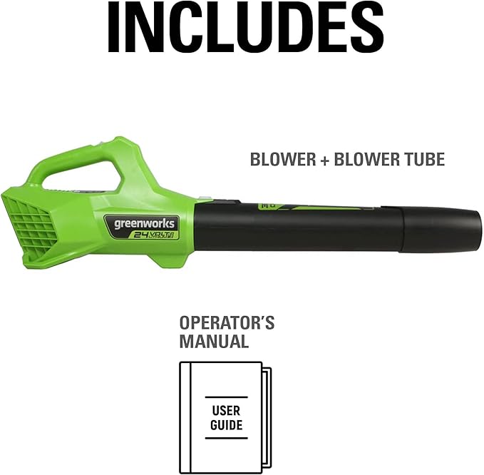 Greenworks 24V (90 MPH / 320 CFM / 125+ Compatible Tools) Cordless Axial Leaf Blower, Tool Only
