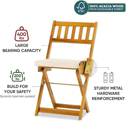 Heavy Duty 400lbs Capacity Patio Bistro Set 3 Piece Outdoor, Folding Chairs w/Cushion, Square Table-Upgrade 2024