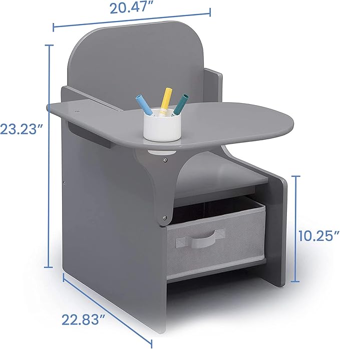 Delta Children MySize Chair Desk With Storage Bin, Grey