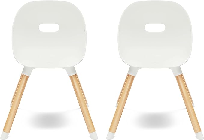 Lalo The Play Chair, Wooden and Non-Toxic Plastic Kids and Toddler Chair - Sturdy Bucket Seat and Easy to Clean Kids Chair with up to 200 lb. Weight Capacity, Set of 2 - Coconut
