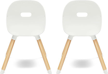 Lalo The Play Chair, Wooden and Non-Toxic Plastic Kids and Toddler Chair - Sturdy Bucket Seat and Easy to Clean Kids Chair with up to 200 lb. Weight Capacity, Set of 2 - Coconut