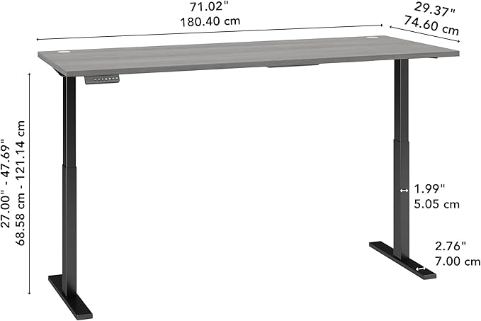 Bush Business Furniture Move 60 Electric Ergonomic Sit-Stand Computer Table for Home and Professional Office, 72W x 30D, Platinum Gray