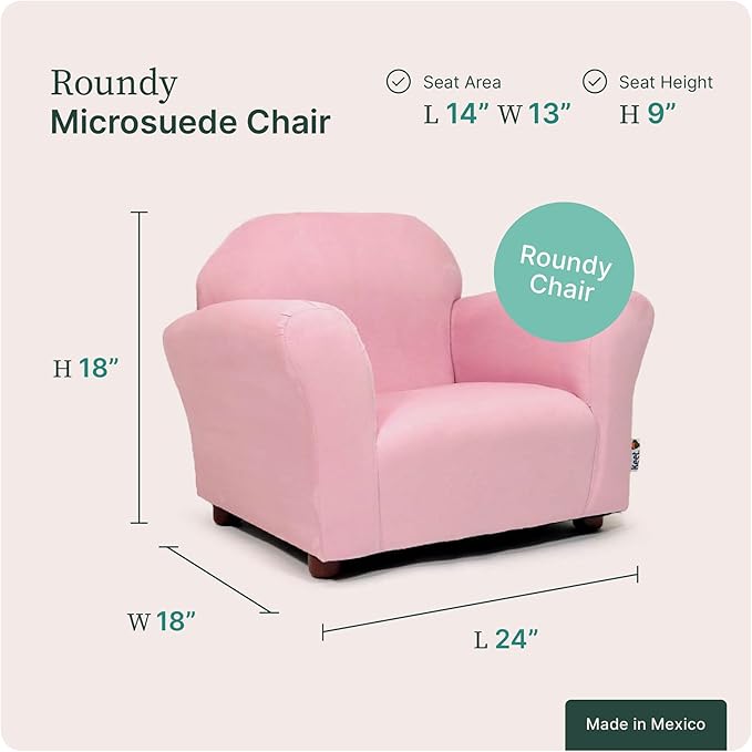 Keet Microsuede Children's Chair, 24x18x18 Inch (Pack of 1), Pink