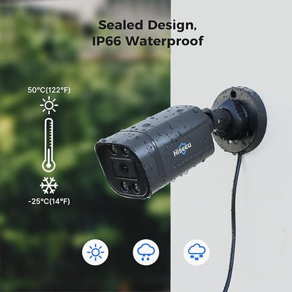 [3TB HDD] Hiseeu 3K 8ch Wired Security Camera System with Vehicle/Human Detection Home CCTV Camera System w/8pcs Security Cameras 5MP H.265+ DVR Outdoor&Indoor,Remote Access,Night Vision,24/7 Record