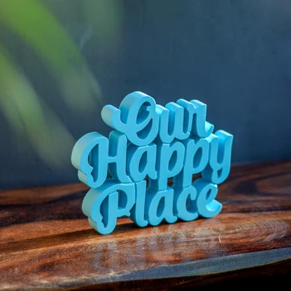 NUKKAD TALES Our Happy Place – Blue, Aesthetic Table Decor for Home or Office, Desk or Shelf. Quirky Room Decoration showpiece, Ideal for Birthday Gift, Corporate Gift, and Inspiring Wall Decor