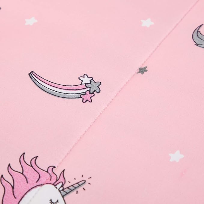 UOZZI BEDDING Bed in a Bag 7 Pieces King Size Unicorn Pink with Rainbow Star - Soft Microfiber, Reversible Bed Comforter Set (1 Comforter, 2 Pillow Shams, 1 Flat Sheet, 1 Fitted Sheet, 2 Pillowcases)