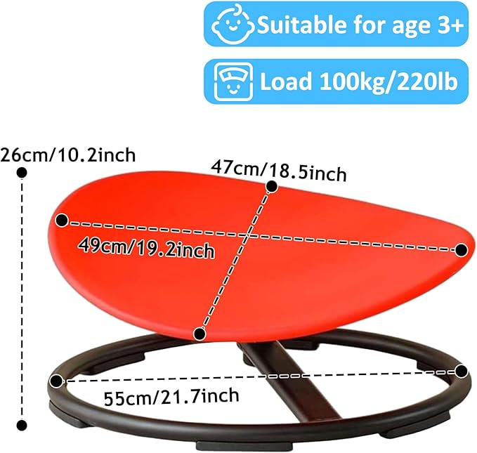 Kids Sensory Chair for Autism Kids Swivel Chair,Kids Sit and Spin Sensory Chair,Sensory Toy Chair,Carousel Spin Sensory Chair for Kids,Metal Base Non-Slip Wobble Chair Sitting Comfortably…
