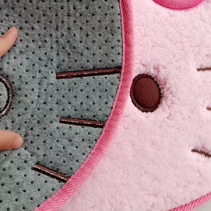 Area Rugs Kawaii Carpet Super Soft Area Rugs Cute Cartoon Kitten Face Pattern Bedroom Mats，Luxury Shaggy High Absorbent and Anti Slip