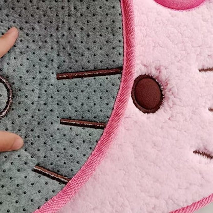 Area Rugs Kawaii Carpet Super Soft Area Rugs Cute Cartoon Kitten Face Pattern Bedroom Mats，Luxury Shaggy High Absorbent and Anti Slip